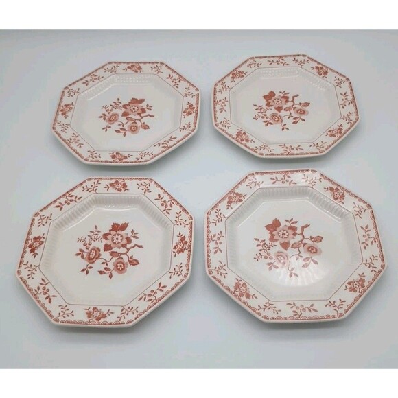 Vtg Ironstone Bittersweet Octagonal Appetizer Plates Bread & Butter Set Of 4 - Picture 1 of 5